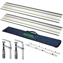 Festool 2 X 491498 1400mm Guide Rails & Rail Bag + Connector & Clamps