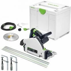Festool TS 55 FEBQ-Plus 160mm Circular Plunge-Cut Saw 240V With Guide Rail & Clamp Set
